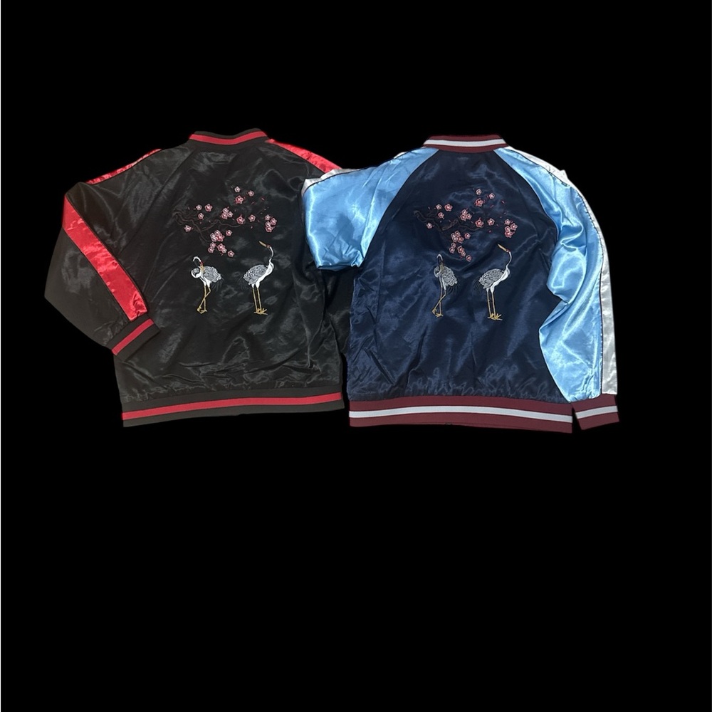 2pc Standard Issue Kids Jackets - Black and Blue with Crane Embroidery